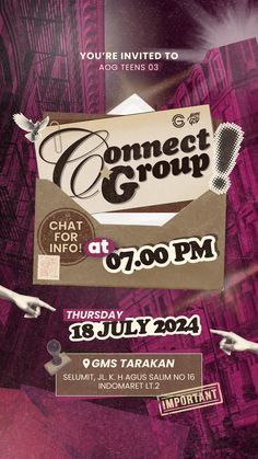 an event poster for the connect group