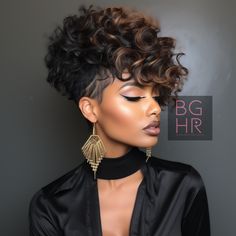 Pixie Perfection: Stunning Styles for Black Women! – Black Girls Hair Rocks Short Curly Mohawk Black Women, Mohawk Black Women, Short Curly Mohawk, Short Haircuts Black Hair, Black Girls Hair, Braided Mohawk Hairstyles, Micro Braids Hairstyles, Styles For Black Women, Vegas Hair