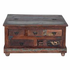 an old wooden chest with several drawers and knobs on the front, sitting against a white background