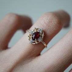 Dreamy Jewelry, Cosmic Ring, The Moon And The Stars, Garnet Engagement Ring, Cute Engagement Rings, Future Engagement Rings, Dream Engagement Rings, Red Gemstones, Garnet Ring