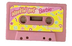 a pink cassette tape recorder with the words world's cut barbie written on it