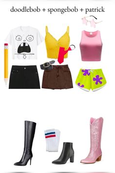 various clothes and accessories are arranged in the shape of a collage with text that reads,