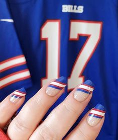 Buffalo Bills Manicure, Buffalo Bills Nail Ideas, Football Season Nail Designs, Football Nails Design, Nail Thang, Tennessee Nails