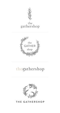 three logos for the gather shop