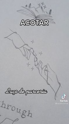 the words are written in spanish and english, along with an image of two hands holding each other