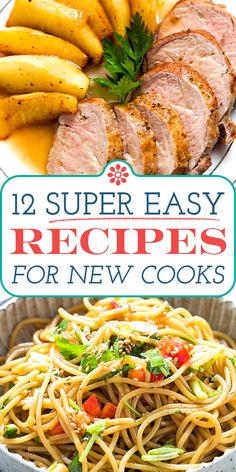 the cover of 12 super easy recipes for new cooks, including meats and vegetables