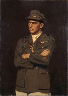 a painting of a man in uniform with his arms crossed