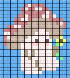 a cross stitch pattern with a woman's head in the center and squares around it