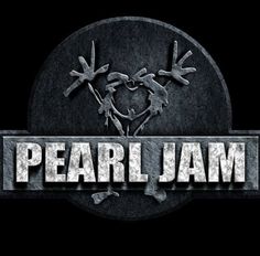 the logo for pearl jam, which is on display