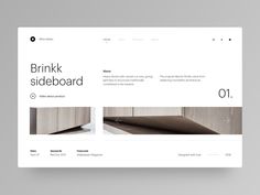 an image of a website design for furniture company, brinke sideboard on behance