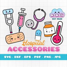 an image of medical accessories with the text hospital accessories svg dxf eps png