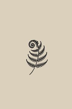 a black and white drawing of a fern leaf on a light brown background with the words,