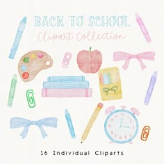 the back to school clipart collection is shown