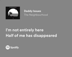 an ad for spotify with the caption i'm not entirely here half of me has disappeared