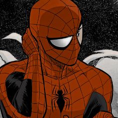 a drawing of a spider man with his hands on his hips