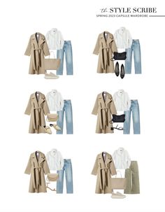 Spring 2023 Capsule Wardrobe, Spring 2023 Capsule, Capsules Wardrobe, Clothes Capsule Wardrobe, White Ruffle Shirt, Outfit Suggestions, Spring Summer Capsule Wardrobe, Minimalist Closet, Wardrobe Sets