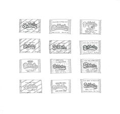 six different types of chocolate bar labels