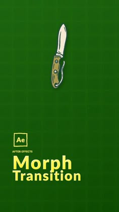 an advertisement for morph transition with a knife