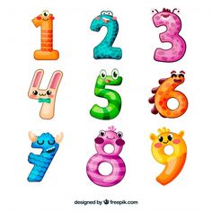 the numbers are colorful and have different faces