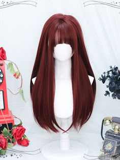 This price is for a wig only, others are not included. Hair Length : 55-60cm Hair Color:RedHair Length:MediumWig Details:Heat-resistant Synthetic Fiber / Straight Red Hair Wig, Red Long Hair, Hair Claims, Straight With Bangs, Oc Hair, Cute Wigs, Red Wig, Hair Sketch, Hair References