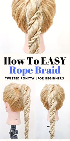 No more boring ponytails! Elevate your style with our beginner-friendly tutorial on the twisted rope braid. Simple steps for a trendy and chic braided ponytail. Twisted Rope Braid, Hairstyle For Beginners, Braid Simple, Rope Braided Hairstyle, Ponytail Hairstyles Tutorial, Rope Braids, Medium Hair Styles For Women, Ponytail Hairstyles Easy, Everyday Hair