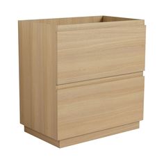 a wooden cabinet with two drawers on one side