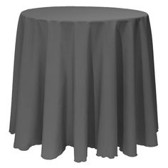 a round table with a gray cloth on it's top and the word charcoal written in