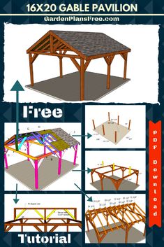 the instructions for how to build a carportion with wood framing and metal roof