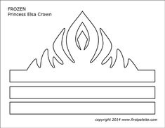 the princess's crown is shown in black and white, with flames on it