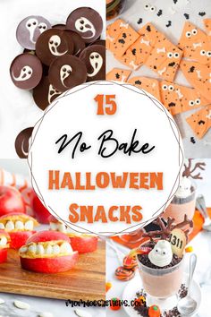 no bake halloween snacks with text overlay