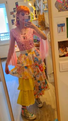 #ootd #ootdfashion #fairycore #carebears #harajuku Pastel Clowncore Outfit, Rainbow Core Outfit, Candycore Aesthetic Outfits, Kidcore Dress, Rainbow Outfit Aesthetic, Jester Core, Dreamcore Outfits, Clowncore Fashion, Pride Fits