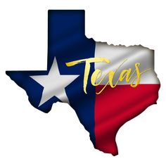 the state of texas with the word texas painted on it's side in gold