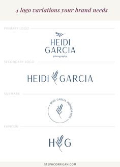 four different logos with the words hedi garcia on them