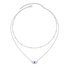 PRICES MAY VARY. The eye choker necklace is simple and elegant, sparkling Blue and White Cubic Zirconia Evil Eye design, it s an eye-catching accessory. This evil eye necklace features a layered eye pendant, you can wear it as a choker, a necklace or layered it with other necklaces. Length of the first beaded choker is 16" + 2", length of the evil eye layered necklace:18’’+2’’. Evil eye pendant size (15.5mm*8mm).You can freely adjust the length according to your preferences. Material: 925 Sterli Handmade Bead Necklace, Sterling Silver Layered Necklace, Women Circle, Chokers Necklace, Necklaces Length, Sterling Silver Choker Necklace, Evil Eye Design, Sterling Silver Choker, Women's Circle