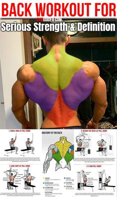 the back workout for serious strength and delimition is shown in this advert