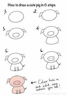 how to draw a pig in 6 steps step by step drawing for kids and beginners