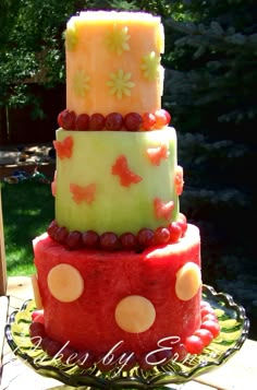 a collage of pictures showing different types of cakes with fruit on top and bottom