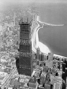 an aerial view of the city and beach in new york, ny taken from the top of the empire building