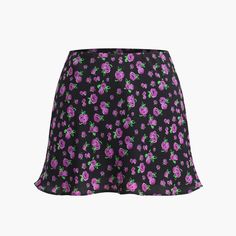 This Mini Skirt By Commense Features A Fun Floral Print, Hidden Side Zipper, And Lightweight Woven Fabrication. Style: Rosa Rugosa Color: Black/Purple Size: Xs Same Or Next Day Shipping High Waist Purple Casual Skirt, High Waist Casual Purple Skirt, Casual High Waist Purple Skirt, Purple Mini Skirt For Summer, High Waist Purple Lined Skirt, Trendy High Waist Purple Mini Skirt, Purple Fitted Short Skirt, Casual Purple Mini Skirt, Casual Purple Mini Length Bottoms