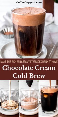 Chocolate Cream Cold Brew (Starbucks Copycat) - Coffee Copycat Chocolate Cream Cold Brew, Starbucks Chocolate, Cream Cold Brew, Nespresso Recipes, Cold Brew Coffee Recipe, Cold Brew Recipe, Coffee Creamer Recipe, Cold Coffee Recipes, Creamer Recipe