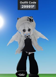 an animated doll with white hair and black clothes