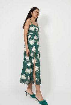 PALOMINO MAXI DRESS GREEN Loose Skirt, Summer 25, Empire Waistline, Lela Rose, Column Dress, Lace Trims, Maxi Dress Green, Summer Ready, Square Necklines