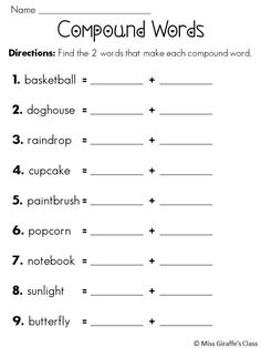 compound words worksheet for kids to practice compound words in the form of numbers