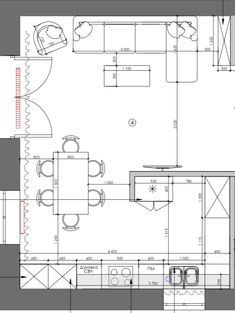 the floor plan for a kitchen and living room