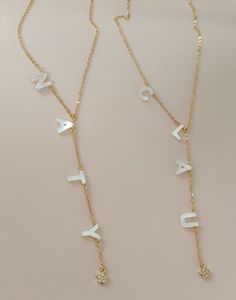 Mother of pearl name necklace Beautiful and dainty 18k Gold filled chain with mother of pearl letters. You can personalized it with your initials, your name, kids name or any other word. The length of the necklace is the length of the chain around the neck. You can choose the length which fits better for you Pearl Name, Gift For Mom Birthday, Pearl Letters, Initial Name, Greek Jewelry, Turkish Jewelry, Protection Bracelet, Name Jewelry, Personalized Gifts For Her