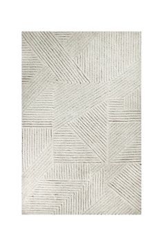 a white rug with an abstract design on the bottom, and a diagonal pattern in the middle