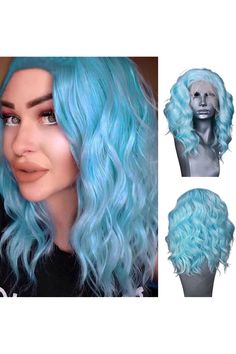 RDY Short Bob Light Blue Colored Hair Lace Front Wig Free Part Shoulder Length Heat Resistant Sky Blue Hair Short Wavy Glueless Fiber Synthetic Wigs for Women Girls Cosplay Makeup Use 12 Inch Sky Blue Hair, Short Wavy, Colored Hair, Cosplay Makeup, Hair Lace, Hair Short, Short Bob, Synthetic Wigs