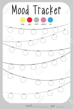 a coloring page with the words mood tracker on it and an image of some circles