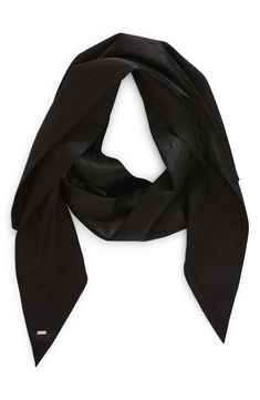 Add a luxe touch with a silk scarf made in Italy and subtly stamped with the YSL logo. 6" width; 48 1/2" length 100% silk Dry clean Made in Italy Women's Designer Clothing Ysl Scarf Silk Scarves, Designer Silk Scarves For Formal Occasions, Formal Satin Scarves, Luxury Black Silk Scarves, Luxury Black Silk Scarf For Evening, Luxury Black Silk Scarf For Formal Occasions, Elegant Silk Mark Certified Silk Scarf, Classic Silk Scarves For Evening, Classic Silk Evening Scarf