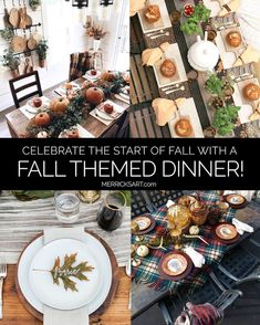 a collage of fall themed dinner tables